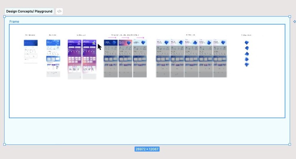 Design exploration progression from static homepage concept through colorful gradient expression to 3D animated hero