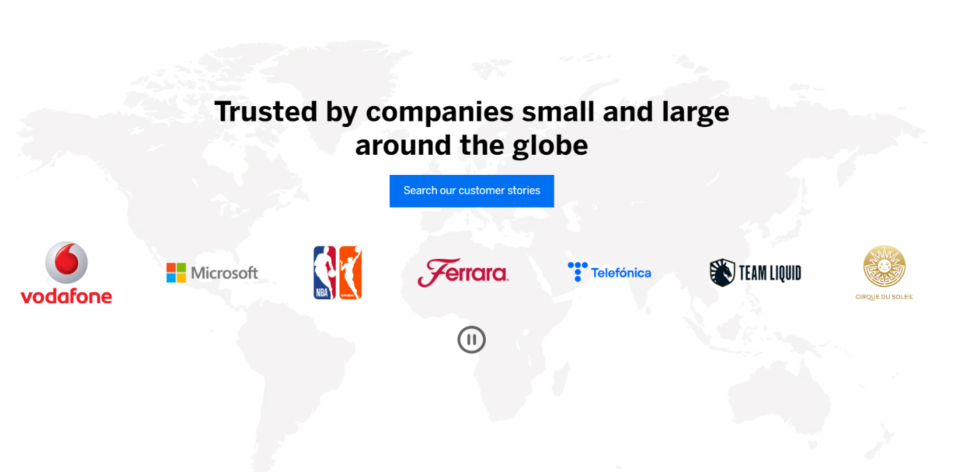 Trusted by companies section of the live homepage